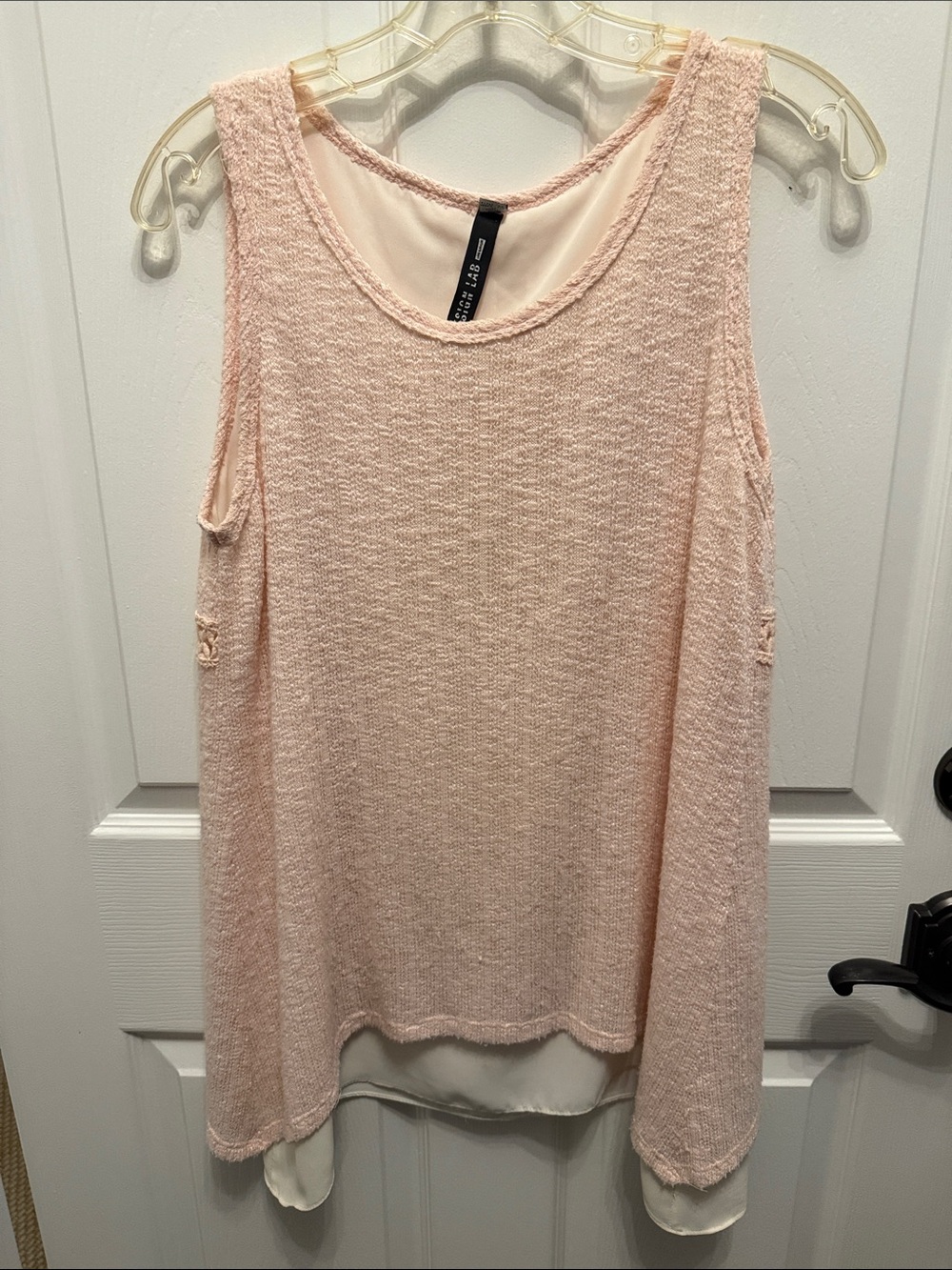 Light Peach Sleeveless Knit Top - Soft Layered Look